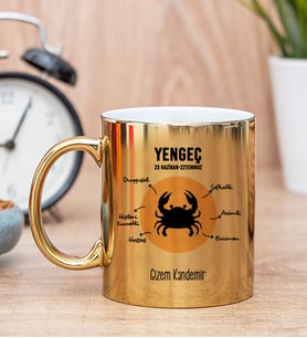 Kişiye Özel Yengeç Burcuna Hediye Gold Kupa Bardak