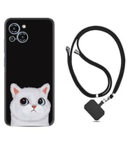 Reeder S23 Max Pro Kılıf Resimli Boyun Askılı İpli Desenli Silikon Series White Cat 1835
