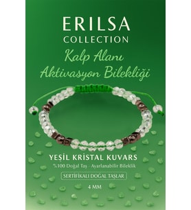 Sertifikalı Kalp Alanı Aktivasyon Enerji Bilekliği – Yeşil Kristal Kuvars ve Terahertz Doğal Taş 4 mm (Çok Renkli)
