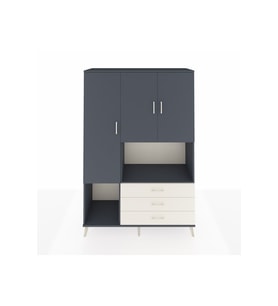 Hyperion Dolap 6 Raflı 3 Çekmeceli 3 Kapaklı 132x44x195 Antrasit-Antrasit/Aytaşı