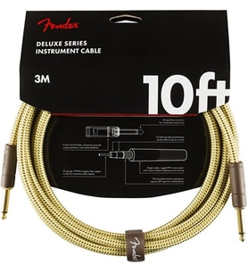 FENDER 0990820089 Deluxe Düz/Düz Uçlu Enstrüman Kablosu (3m) Klasik Sarı Tweed Örgü Kaplama, Dayanıklı Konnektörler, Gürültüsüz Sinyal İletimi