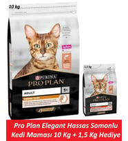 Pro Plan Elegant Hassas Somonlu Kedi Maması 10 Kg + 1,5 Kg Hediye