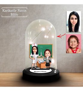 Kişiye Özel Karikatür Hemşire Öğretmeni ve Öğrenci Tasarımlı Fanus Biblo, Öğretmene Hediye, Öğretmenler Günü, Öğretmenler Günü Hediyesi,, FN244