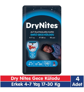 Huggies Drynites Erkek 4-7 Yaş Emici Gece Külodu 17-30 Kg 10x4 40 Adet