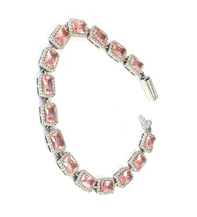 Sky Diamond Pink Morganit Taşlı 925ayar Gümüş Lüks Su Yolu Bileklik
