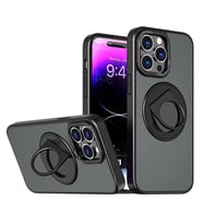 ALLY iPhone 15 Pro İçin Magsafe Uyumlu Yüzük Standlı Manyetik Silikon Kılıf (Siyah)