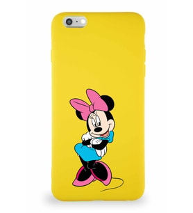 Apple iPhone 6 Plus Soft Premier Kapak Minnie Mouse-D Tasarımlı Silikon Kılıf - Sarı (Şeffaf)