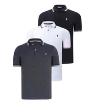 ÜÇLÜ SET T8594 DEWBERRY ERKEK T-SHIRT-SİYAH-BEYAZ-ANTRASİT