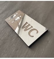 Aynalı Natural Mdf WC Yönlendirme Levhası