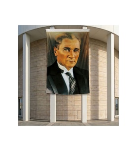 Sivil Mustafa Kemal Atatürk Portresi Poster Bayrak Premium Raşel Kumaş ATA2 2x3m