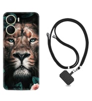 Vivo Y16 Kılıf Resimli Boyun Askılı İpli Desenli Silikon Leon Flowers 1333
