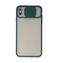 Apple İphone X Kılıf Palm Buzlu Kamera Sürgülü Silikon - Yeşil