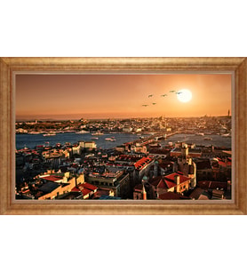 Çerçeveli Paspartulu Manzara Tablo ah1284 (Gold)