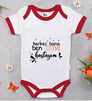 BK Kids Ben Teyzeme Hastayım Tasarımlı Kırmızı Bebek Body Zıbın-1