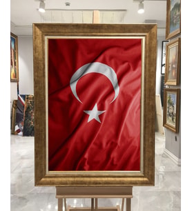 Altın Varaklı Paspartulu Çerçeveli Tablo hb691