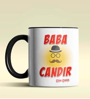 Kişiye Özel Baba Candır Tasarımlı Siyah Kupa Bardak (Siyah)