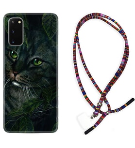 Samsung A02S A03S A10 A12 A13 A21S A22 Kılıf Boyun Asklı Rasta Silikon Flowers Cat 1345