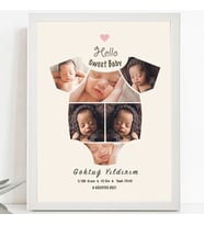 KİŞİYE ÖZEL TASARIM  HEDİYE BABY KOLAJ BEYAZ FOTOĞRAF ÇERÇEVESİ 21X30CM