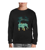 Doğa Macera Kamp Fil Siyah Çocuk Sweatshirt