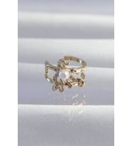 Pirinç Gold Renk İncili Ahtapot Earcuff Küpe 5886