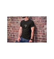 Unisex Bisiklet Yaka Baskılı Oversize T-Shirt - Siyah