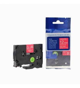 Tonersepeti TZe-435 12mm Kırmızı üzerine Beyaz Laminasyonlu Muadil Etiket