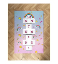 MEKTA HOME BEBEK VE ÇOCUK ODASI Seksek ve Gökkuşağı Desenli Halı