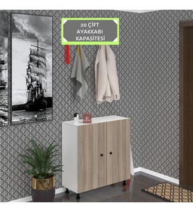 Kenzlife ayakkabılık galoş5 crdbyz 53*080*32 kapaklı 5 raflı 20 çift ayakkabı kapasitesi (Beyaz)