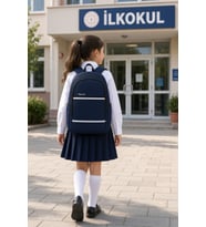 Lacivert Lüks İlkokul Okul Çantası Çocuk Öğrenci Sırt Çantası Günlük Okul Kullanımı 45 x 30 x 15