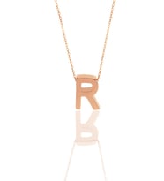 Söğütlü Silver Gümüş rose üç boyutlu minimal  R  harf kolye
