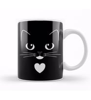 Tuxedo Cat Face with Heart Cute Ginger Cat Kedi Kupa Bardak Porselen