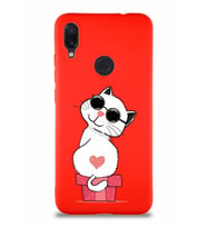 Xiaomi Redmi Note 7 Pro Soft Premier Kapak Coolcat Tasarımlı Silikon Kılıf - Kırmızı (Şeffaf)