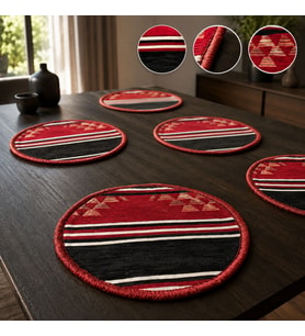 BK Gift 6 Adet El Yapımı Anadolu İzleri Kilim Kumaşı Supla Koleksiyonu 27cm -4