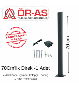 Panel Çit Direği Aksesuarlı-(-70cm-)Renk Antrasit Gri