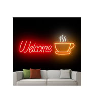 Welcome Yazılı ve Şekilli Neon Tabela
