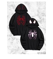 Sevgili Çift Kombini Örümcek Baskılı Kapüşonlu Sweatshirt Hoodie - Siyah