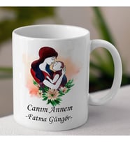 Kişiye Özel Canım Annem Ve İsim Soyisim Tasarımlı Kupaa Bardakk