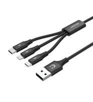UNITEK USB-A 3in1 HIZLI ŞARJ KABLOSU 1.2MT 2.4A MICRO USB, TYPE-C, LIGHTNING (C14049BK)