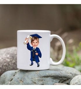 Kişiye Özel Bardak - Karikatür Bardak - Mezun Öğrenci Bardağı