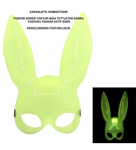 Karanlıkta Parlayan Fosforlu Tavşan Maskesi – Glow Bunny Masquerade Maske (32x22 cm)