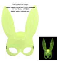 Karanlıkta Parlayan Fosforlu Tavşan Maskesi – Glow Bunny Masquerade Maske (32x22 cm)