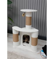Yıkanabilir Kedi Tırmalama Ve Oyun Evi - Sofya (Beyaz)