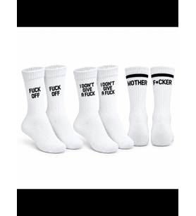 Wak Unisex Beyaz Yazılı Çorap Esprili Sloganlı Uzun Soket Günlük Spor Rahat 3lü Eğlenceli Şık Hediye Set