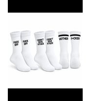Wak Unisex Beyaz Yazılı Çorap Esprili Sloganlı Uzun Soket Günlük Spor Rahat 3lü Eğlenceli Şık Hediye Set