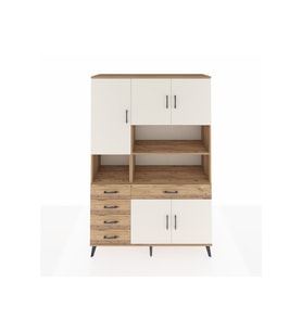Hyperion Dolap 9 Raflı 5 Çekmeceli 5 Kapaklı 132x44x195 Çam-Aytaşı/Çam