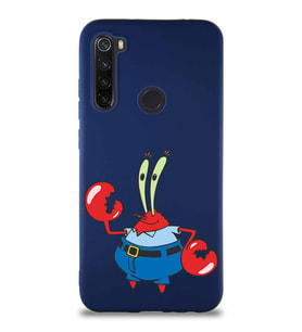 Xiaomi Redmi Note 8 Soft Premier Kapak Bay Yengeç Tasarımlı Silikon Kılıf - Lacivert (Şeffaf)
