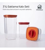 Lexroo 3’lü Tam Vakumlu Sızdırmaz Saklama Kabı Seti, 500ml-1100ml-1700ml
