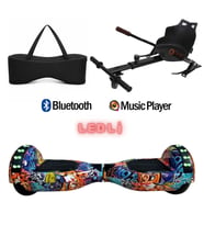 Elektrikli Kaykay Scooter Akıllı Denge Hoverboard + HoverKart + Çanta FULL LEDLİ EXTREM PAKET D11