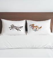 BK Gift Eğlenceli Kedi Tasarımlı Pamuklu 2’li Yastık Kılıfı Seti-1 50x70cm , Sevgiliye Hediye, Ev Hediyesi, Tasarım Ev Tekstili