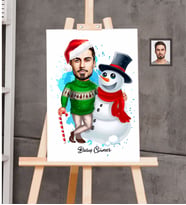 Kişiye Özel Yılbaşı Erkek Karikatürlü Kanvas Tablo 20x30 Model-13